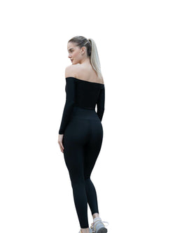 082 Comfortlux off shoulder long sleeve t-shirt in black