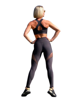 1014 Tulle Detailed Sport Leggings in Black