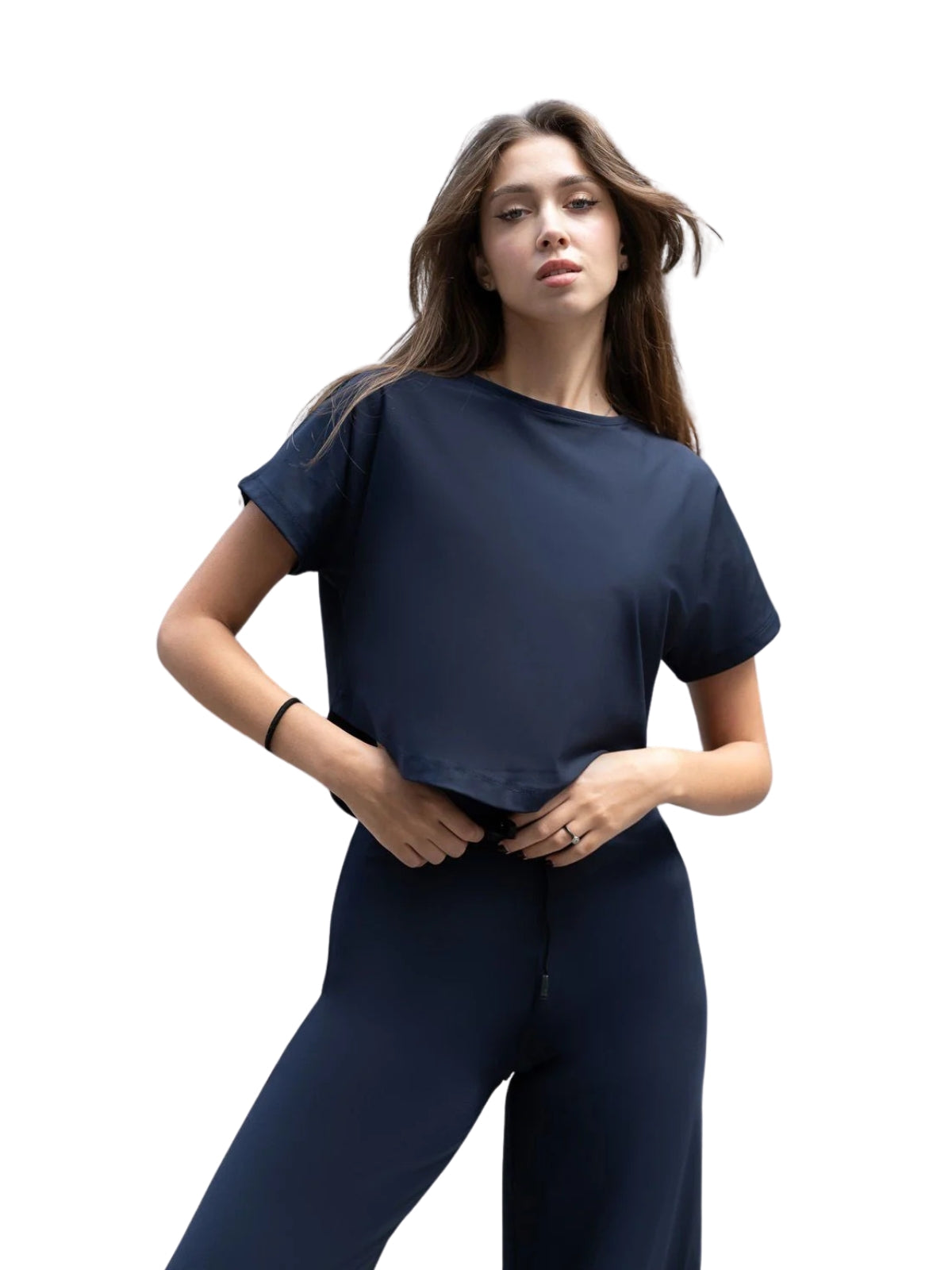 048 T-shirt de yoga bleu marine