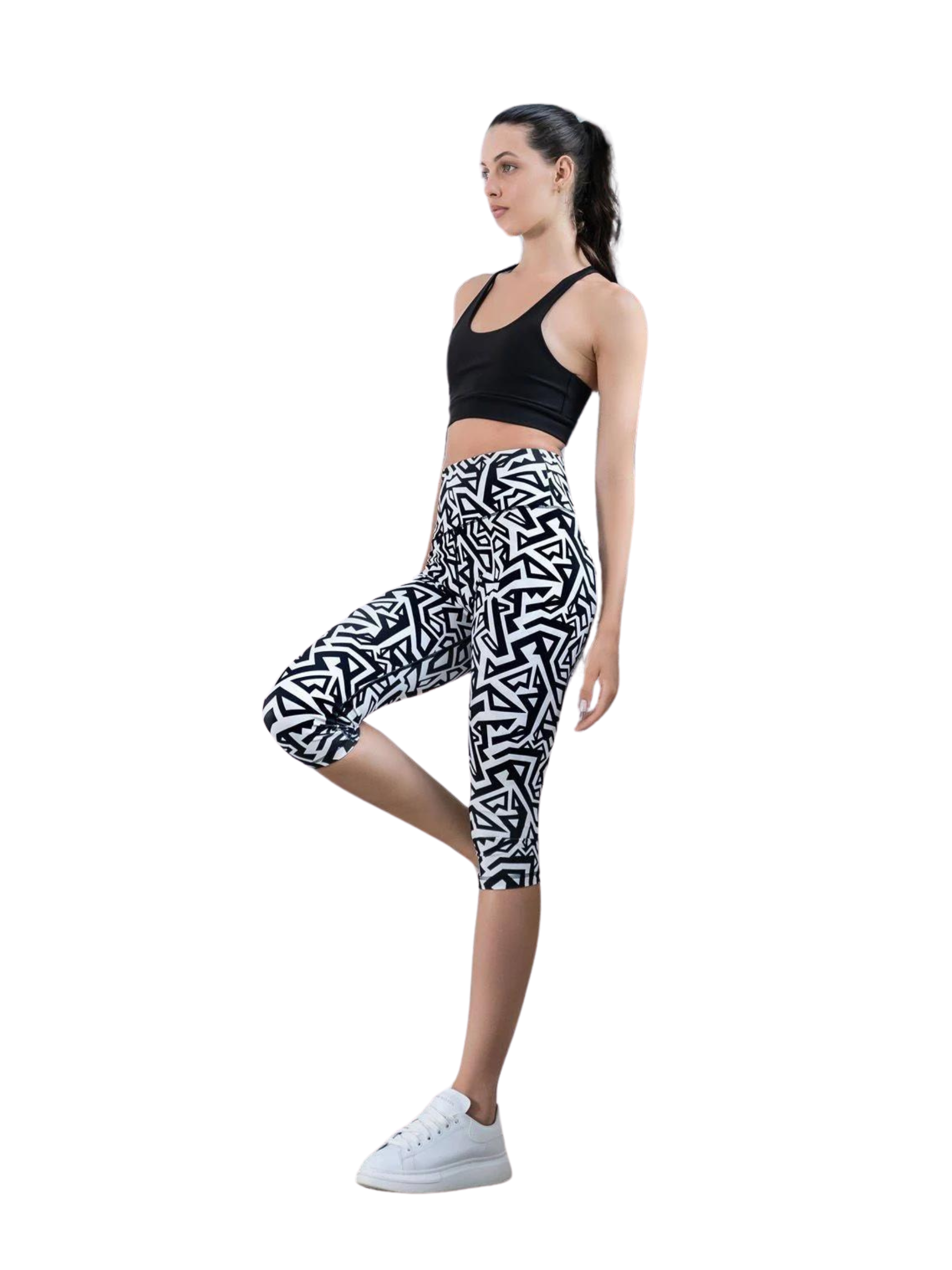 941 Capri Leggings in Schwarz & Weiss