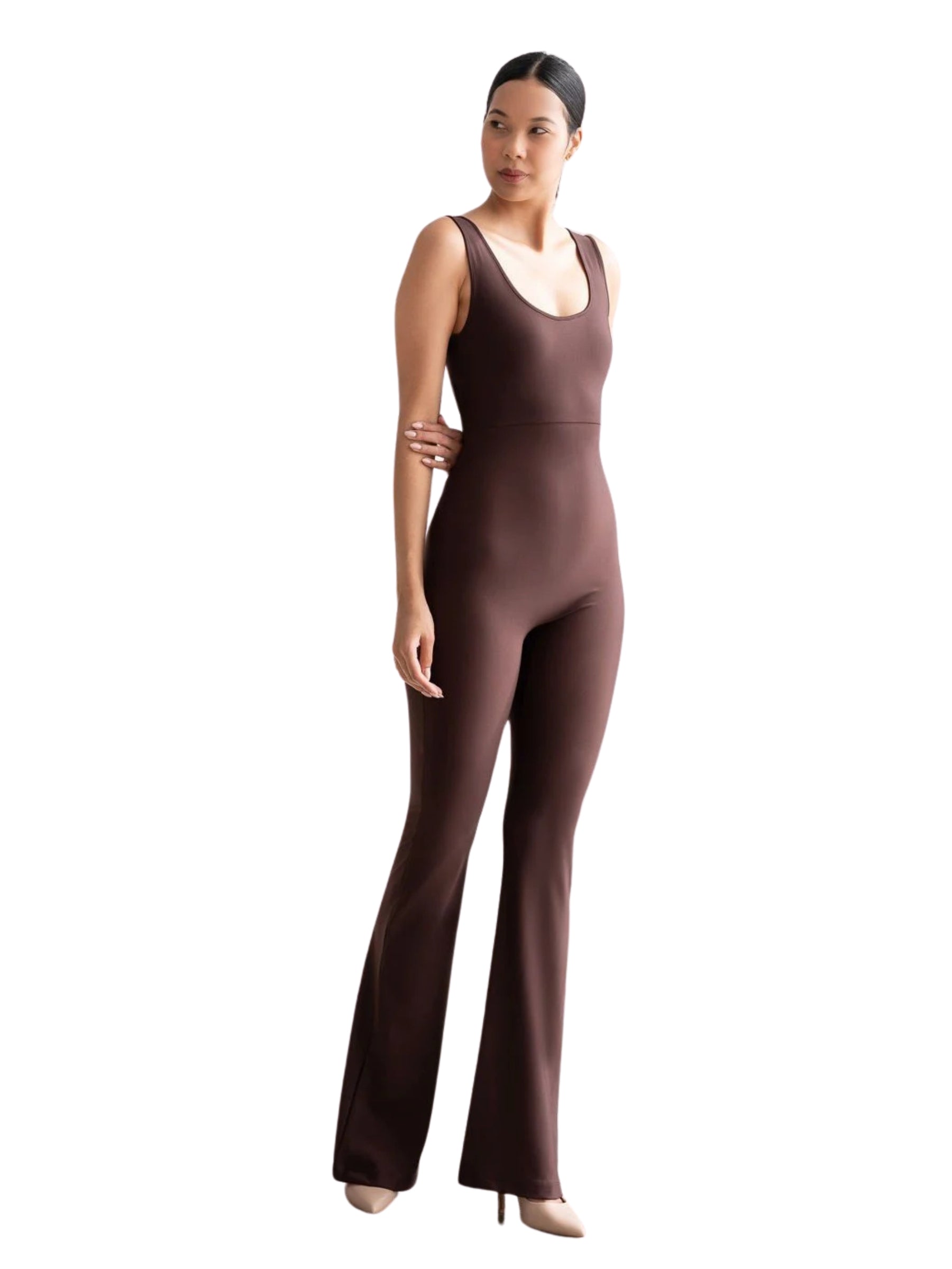 1505 Spanish scrunch butt jumpsuit in brown