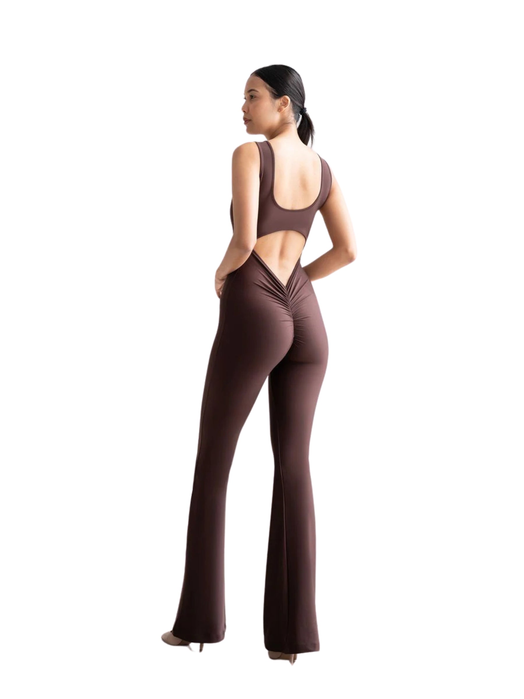 1505 Spanish scrunch butt jumpsuit in brown