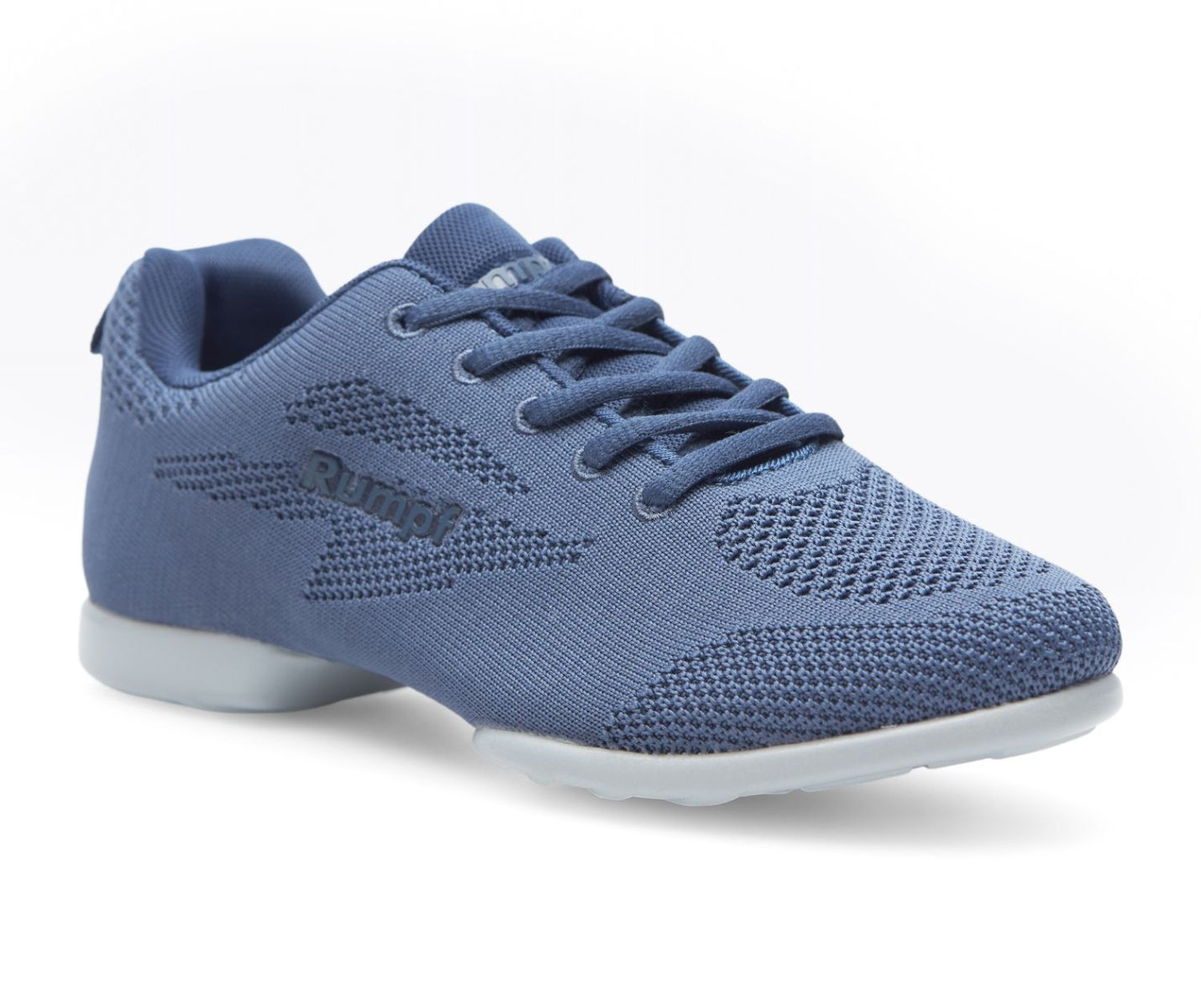 Rumpf 1567 Zuma Tanzsneaker in Blau mit Hightech-Mesh-Gewebe, Schnürdesign und grauer flexibler PU-Sohle.