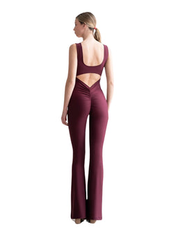 1501 Spanish Scrunch Butt Jumpsuit in Bordeaux