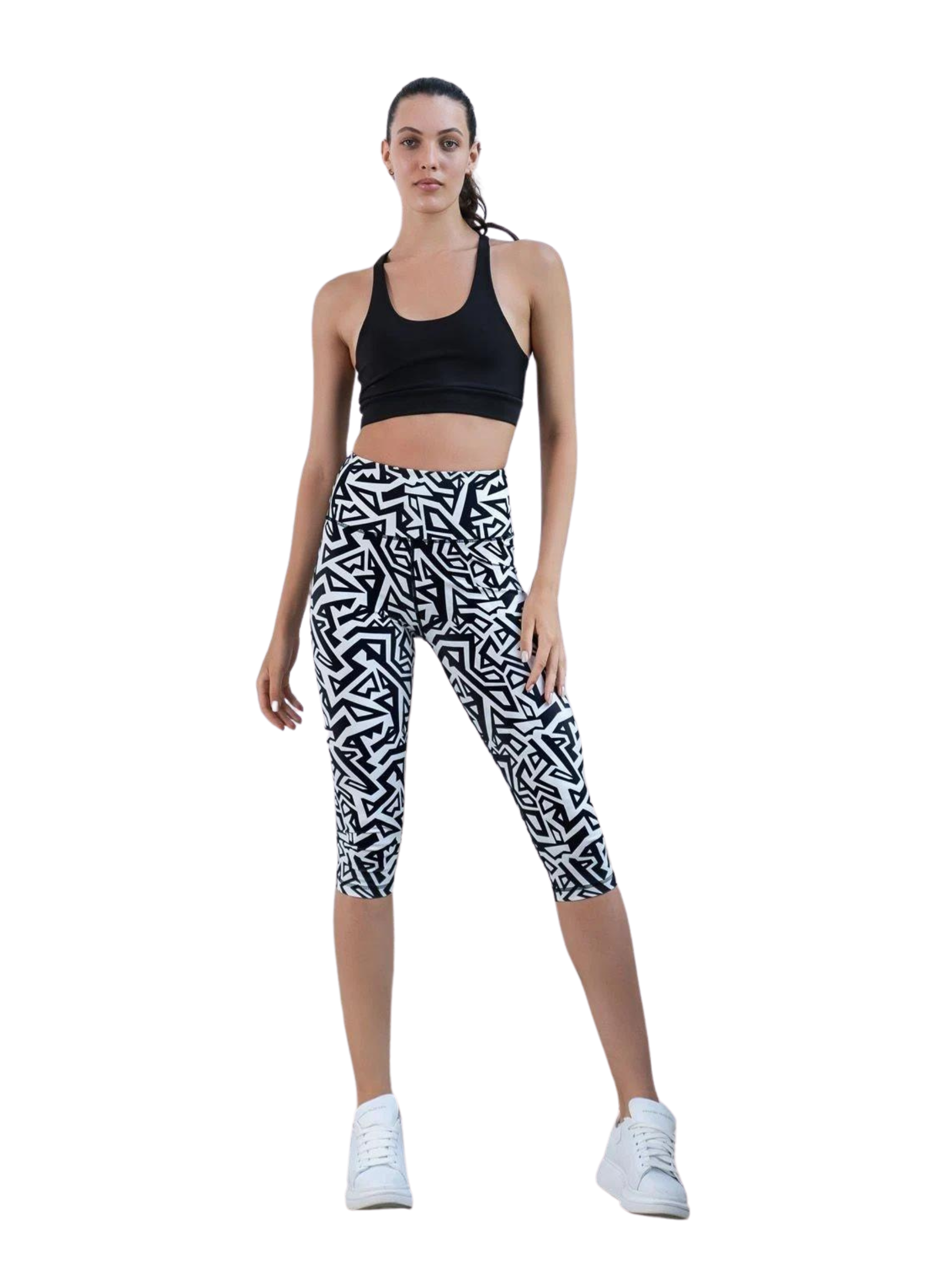 941 leggings capri en blanco y negro