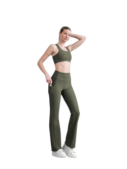 436 Pocket flare leggings in khaki