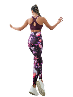 413 High waist leggings in pink-black