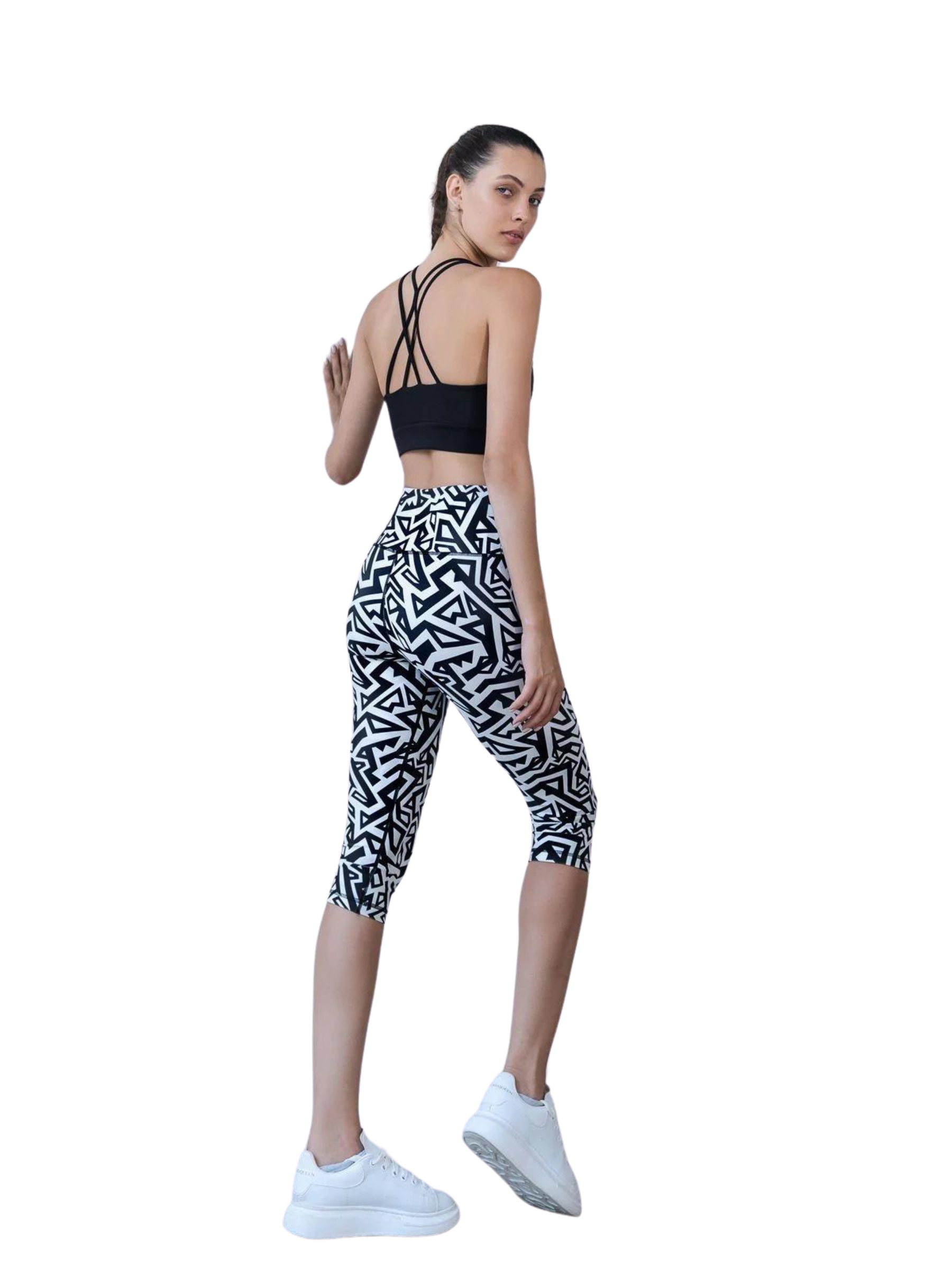 941 Capri Leggings in Schwarz & Weiss