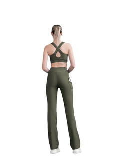 436 Pocket flare leggings in khaki