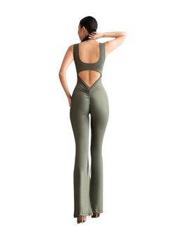 1503 Spanish Scrunch Butt Jumpsuit in Khaki