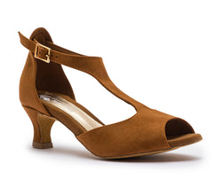 DQ1001 Dance shoes in brown with suede sole