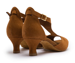 DQ1001 Dance shoes in brown with suede sole