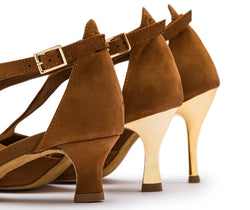 DQ1001 Dance shoes in brown with suede sole