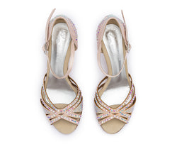 DQ L3M dance shoes in rosé cipria with rhinestones