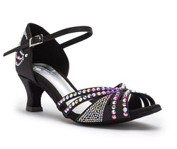 DQ L3M dance shoes in black with rhinestones