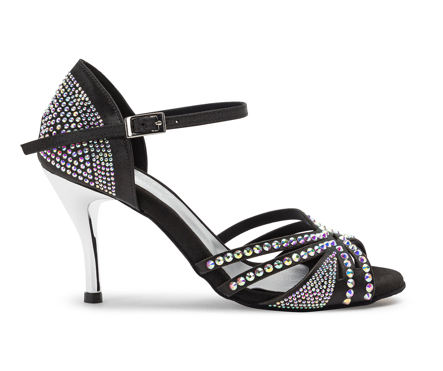 DQ L3M dance shoes in black with rhinestones