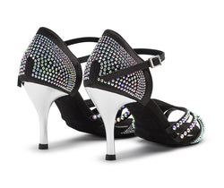 DQ L3M dance shoes in black with rhinestones