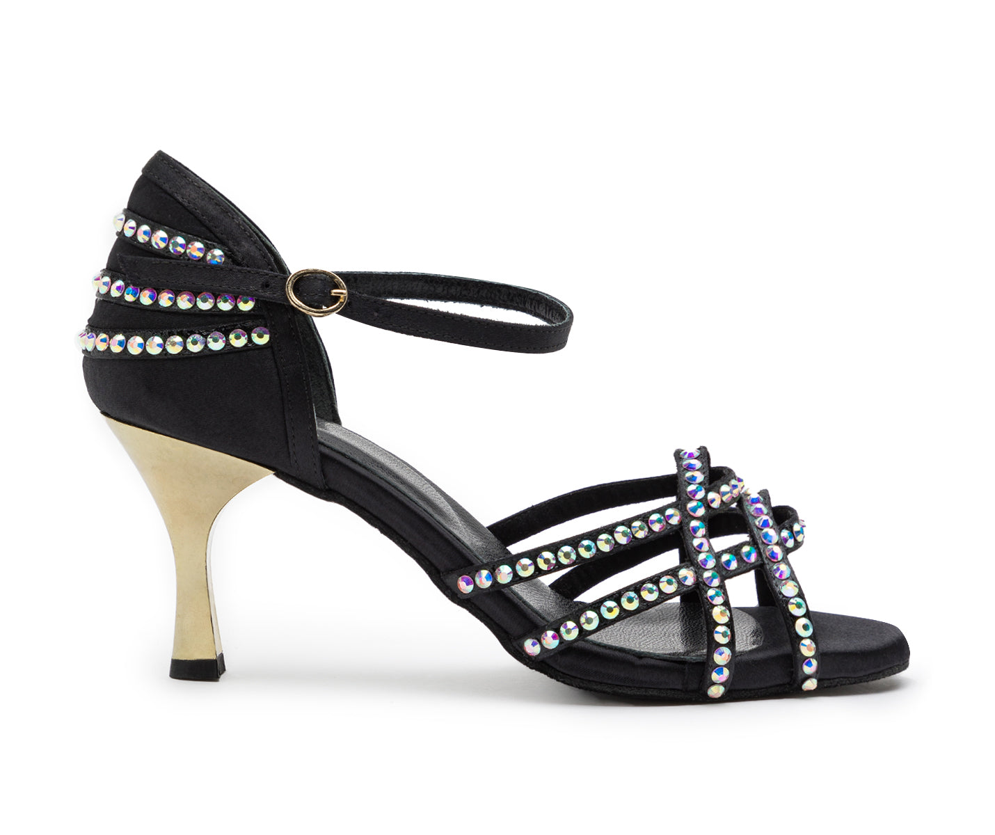 Scarpe da ballo di Talita in raso nero con Swarowski Stones