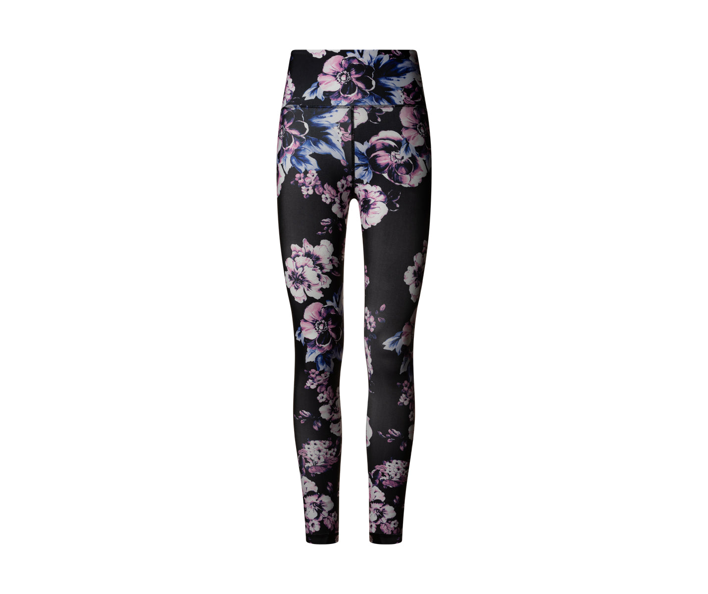 334 Leggings taille haute en noir, bleu, rose fleuri