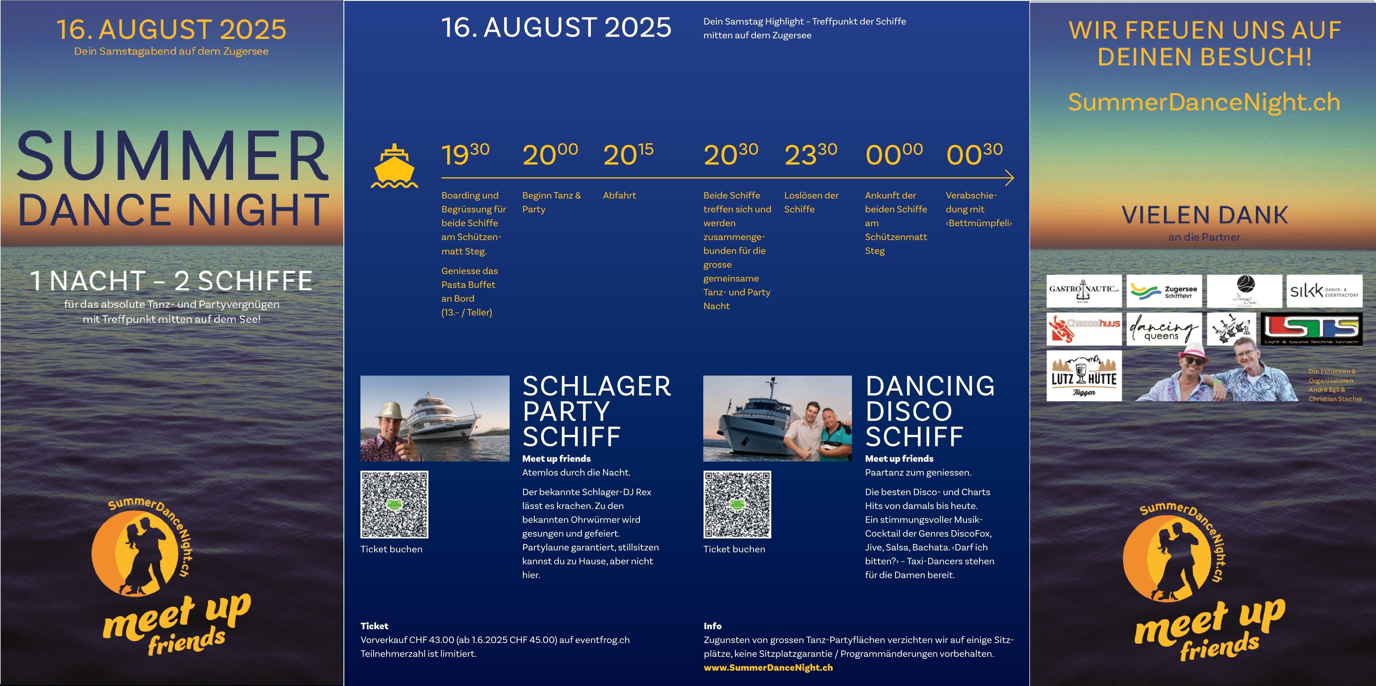 Werbeplakat für „16.08.2025 – Sommertanznacht“ von Event mit Schlagerparty und Veranstaltungsdetails.