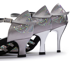 DQ L3M Tanzschuhe in Silber mit Strass