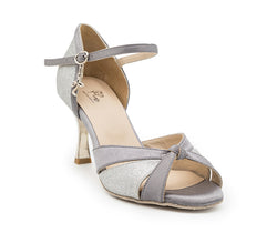 Chaussures de danse carina en satin en argent