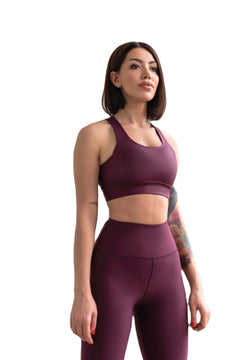 255 Leggings à taille haute en violet foncé