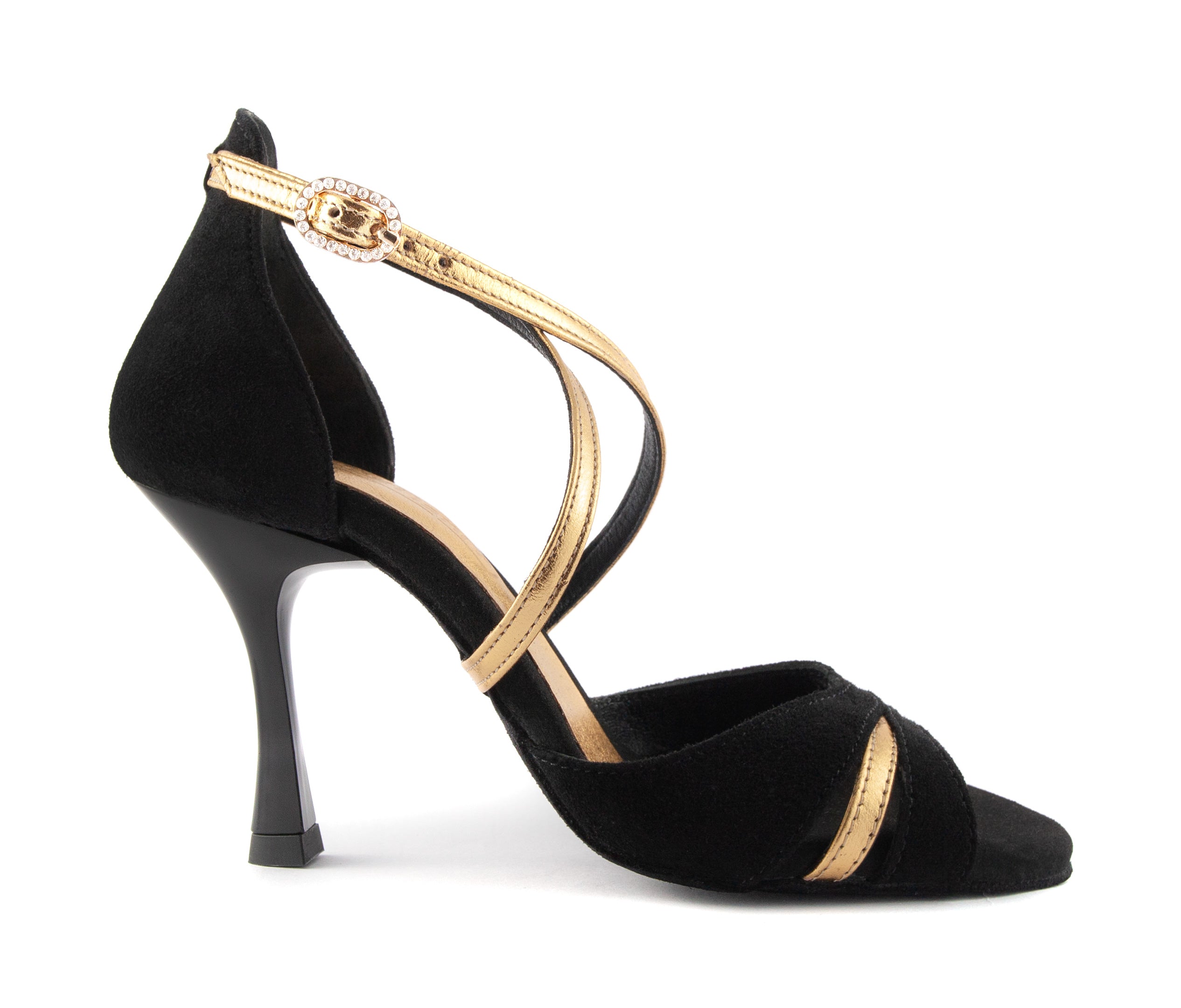 Zapatos de danza PD816 en piel negra/oro