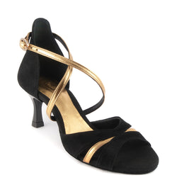 Zapatos de danza PD816 en piel negra/oro