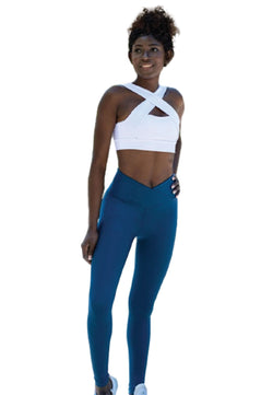 1096 Ve Waist Leggings in petrol blue