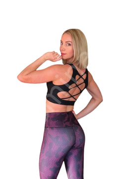 149 Striped Sport Bra in Black