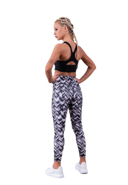 1038 Leggings extra de cintura con estampados en blanco y negro