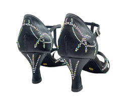 Scarpe da ballo L9 in raso nero con strass