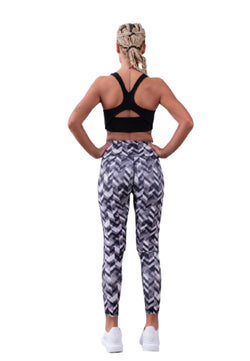 1038 Leggings extra de cintura con estampados en blanco y negro