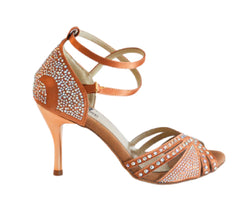 743 Scarpe da ballo in raso color carne con strass