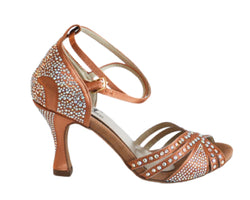 743 Scarpe da ballo in raso color carne con strass