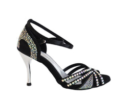 743 / l3 scarpe da ballo in nero con strass