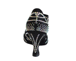 L9 dance shoes in black satin rhinestone