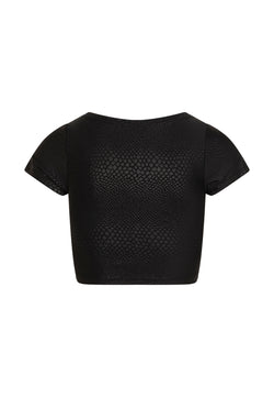 063 Black leather look t-shirt