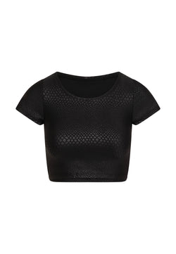 063 Black leather look t-shirt