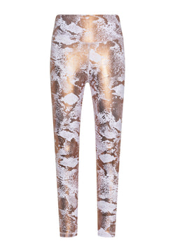 1137 Leather Look leggings in gold & white