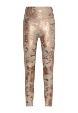 1146 Leggings en cuir en or et beige