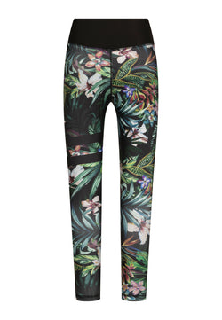 876 Leggings extra-haute taille en noir et vert fleuri