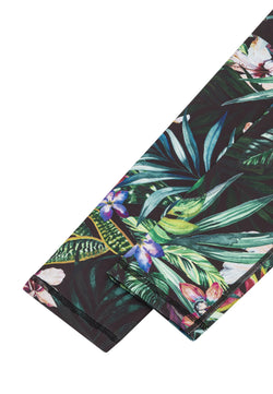 876 Leggings a vita alta extra in nero e verde a fiori