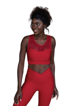 204 Sport Bra Tulle Detailed in red