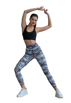 328 leggings in vita extra alta in marrone e blu