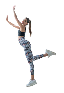 328 Leggings a vita alta in marrone e blu