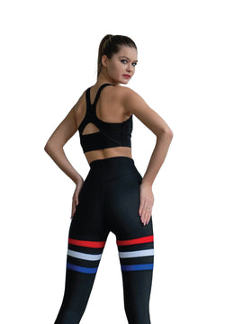 350 Leggings de cintura extra alta en negro con rayas