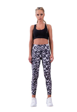 1038 Leggings extra de cintura con estampados en blanco y negro