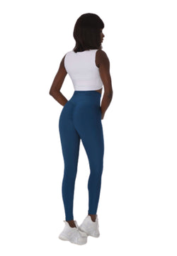 740 Leggings à bout de Scrunch en bleu de Petrulium